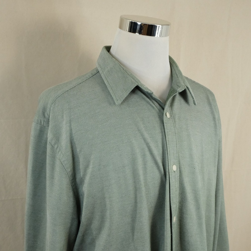 UNTUCKit XXXL Regular Fit Button Front Shirt Green Knit Cotton Coolmax Mens